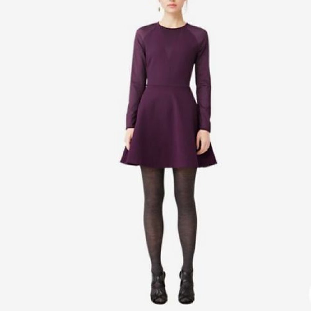 Kate Spade Saturday Womens Size 6 Sheer Sleeve Skater Dress Purple Boho Hipster
